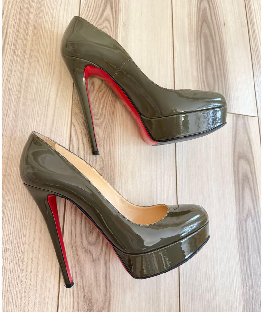 CHRISTIAN LOUBOUTIN Хаки туфли из лакированной кожи, фото 4