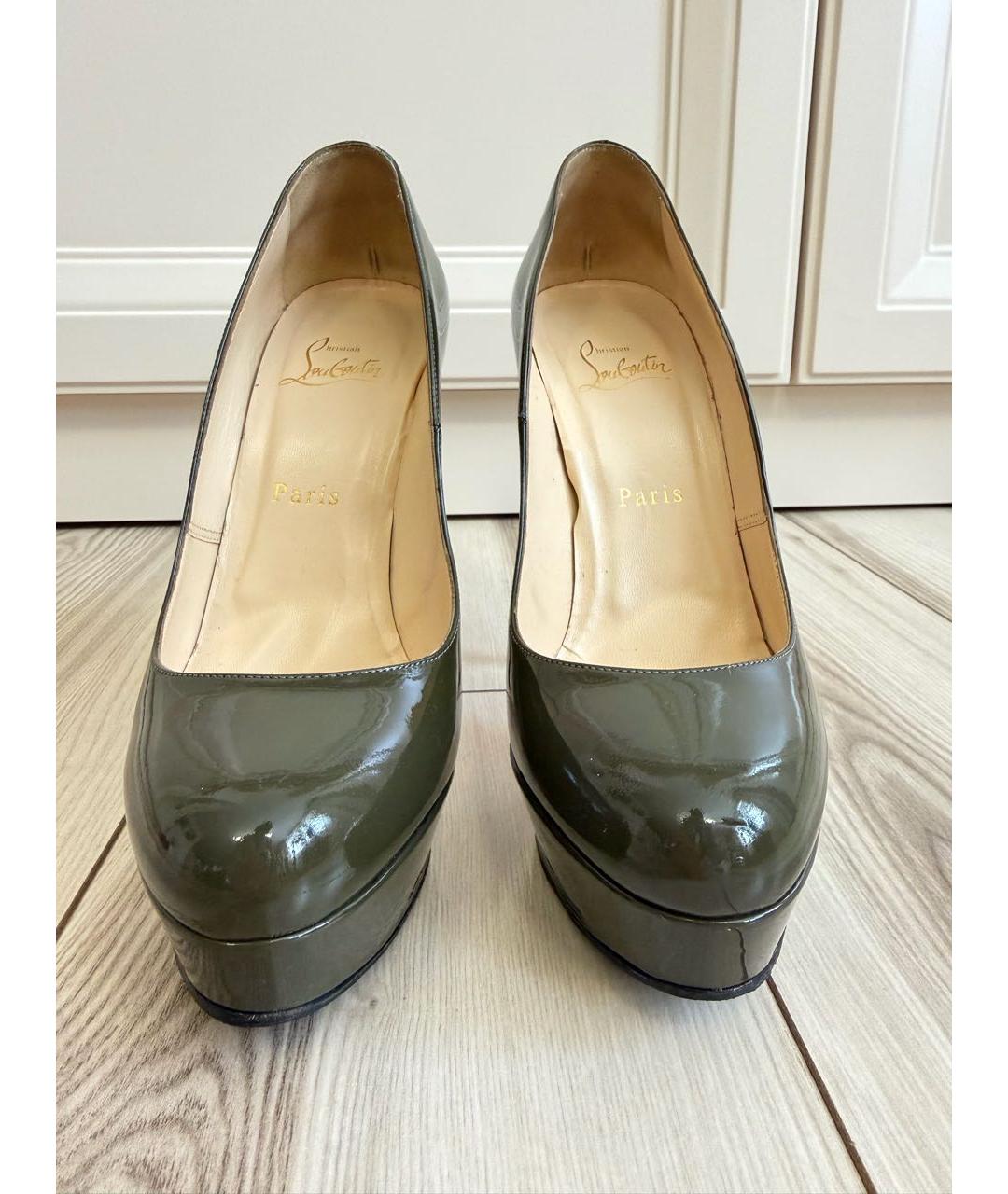 CHRISTIAN LOUBOUTIN Хаки туфли из лакированной кожи, фото 3