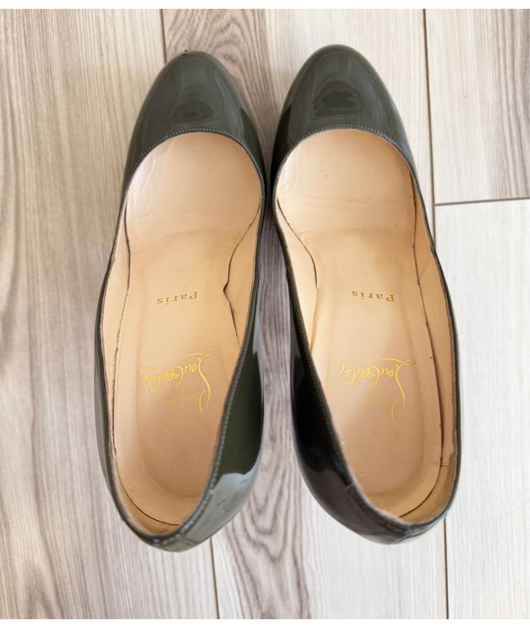 CHRISTIAN LOUBOUTIN Хаки туфли из лакированной кожи, фото 7