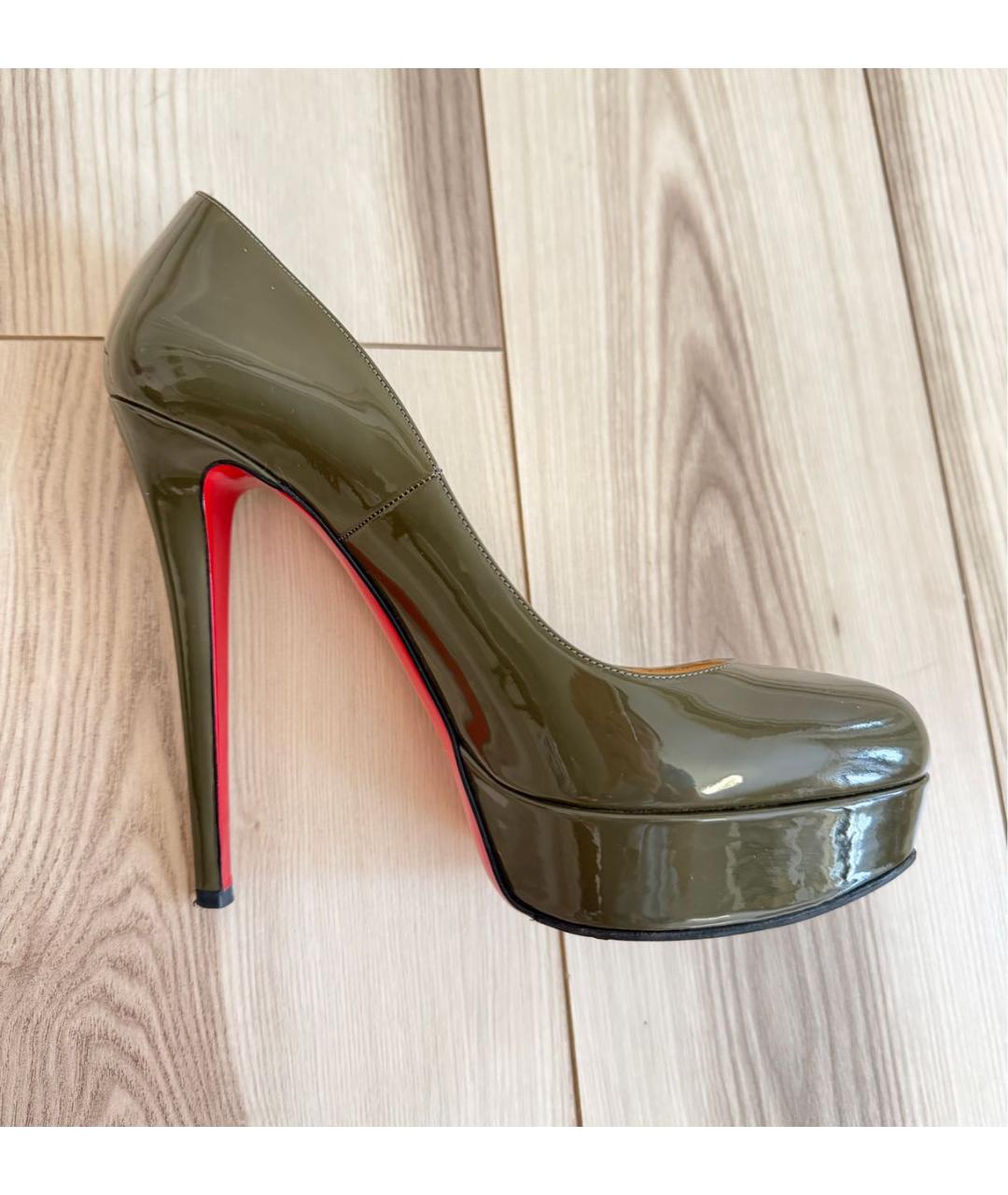 CHRISTIAN LOUBOUTIN Хаки туфли из лакированной кожи, фото 9