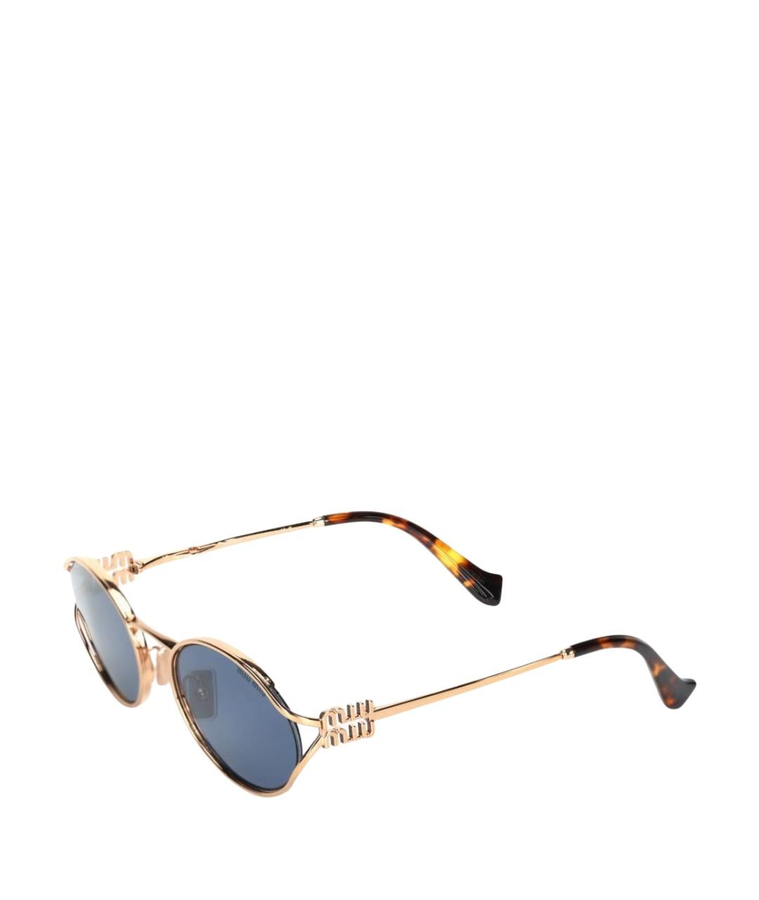 MIU MIU Золотые металлические солнцезащитные очки, фото 1