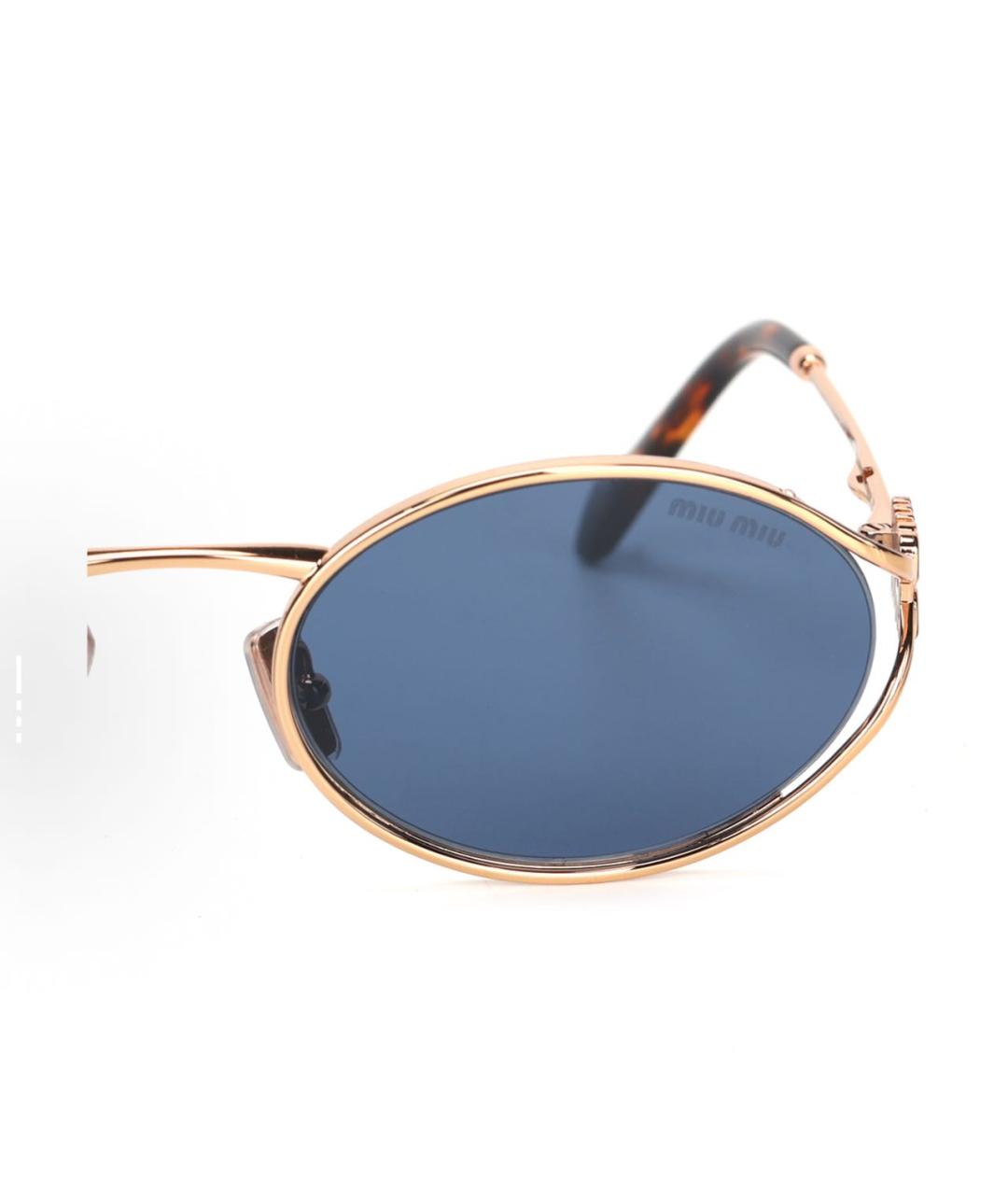 MIU MIU Золотые металлические солнцезащитные очки, фото 4