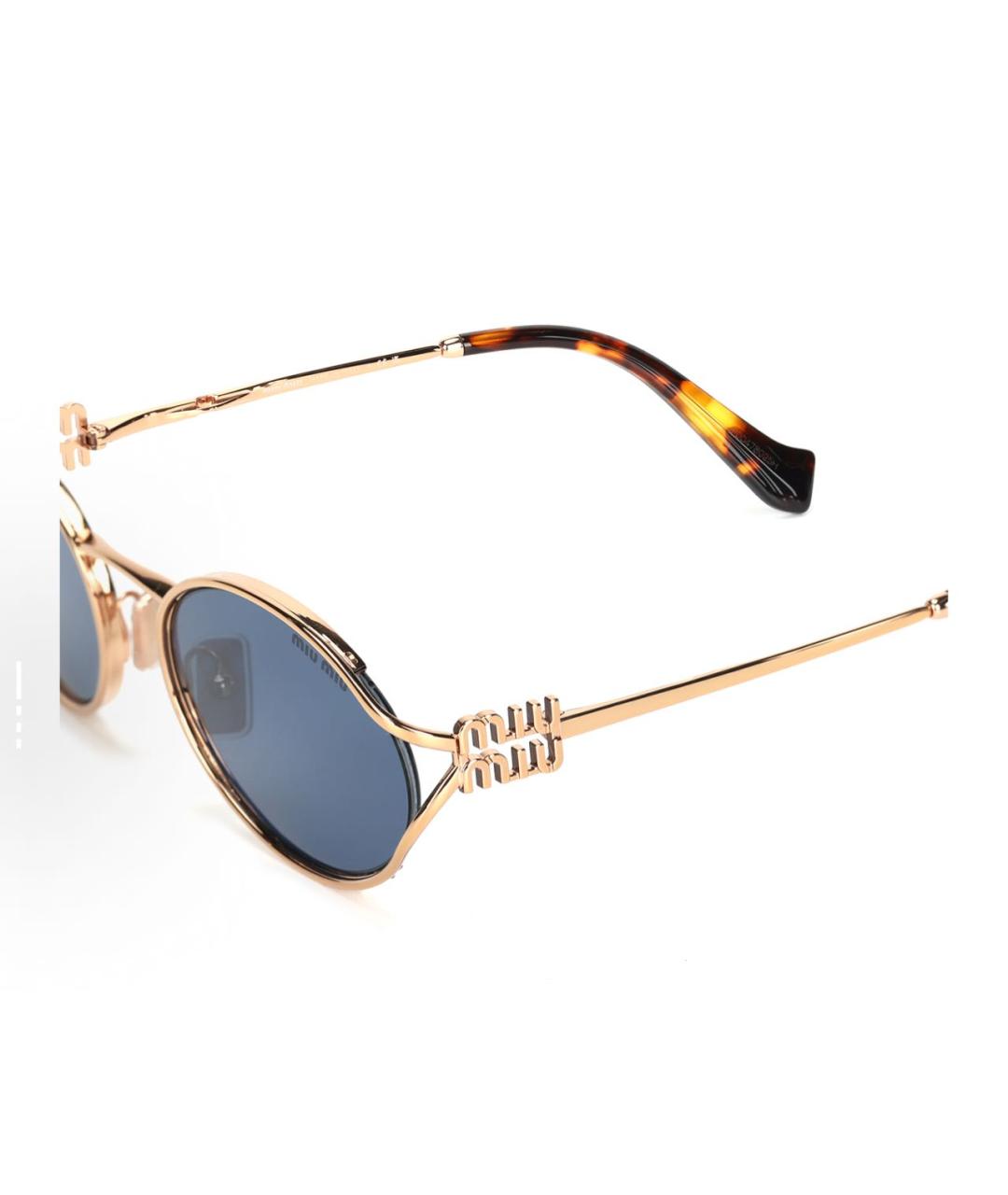 MIU MIU Золотые металлические солнцезащитные очки, фото 5