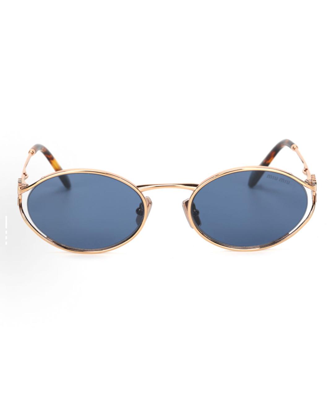 MIU MIU Золотые металлические солнцезащитные очки, фото 2