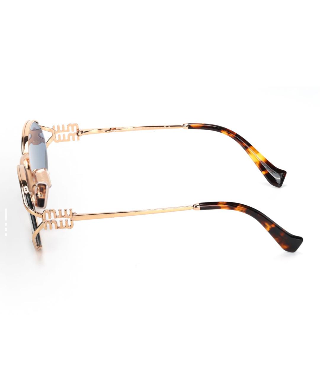 MIU MIU Золотые металлические солнцезащитные очки, фото 3