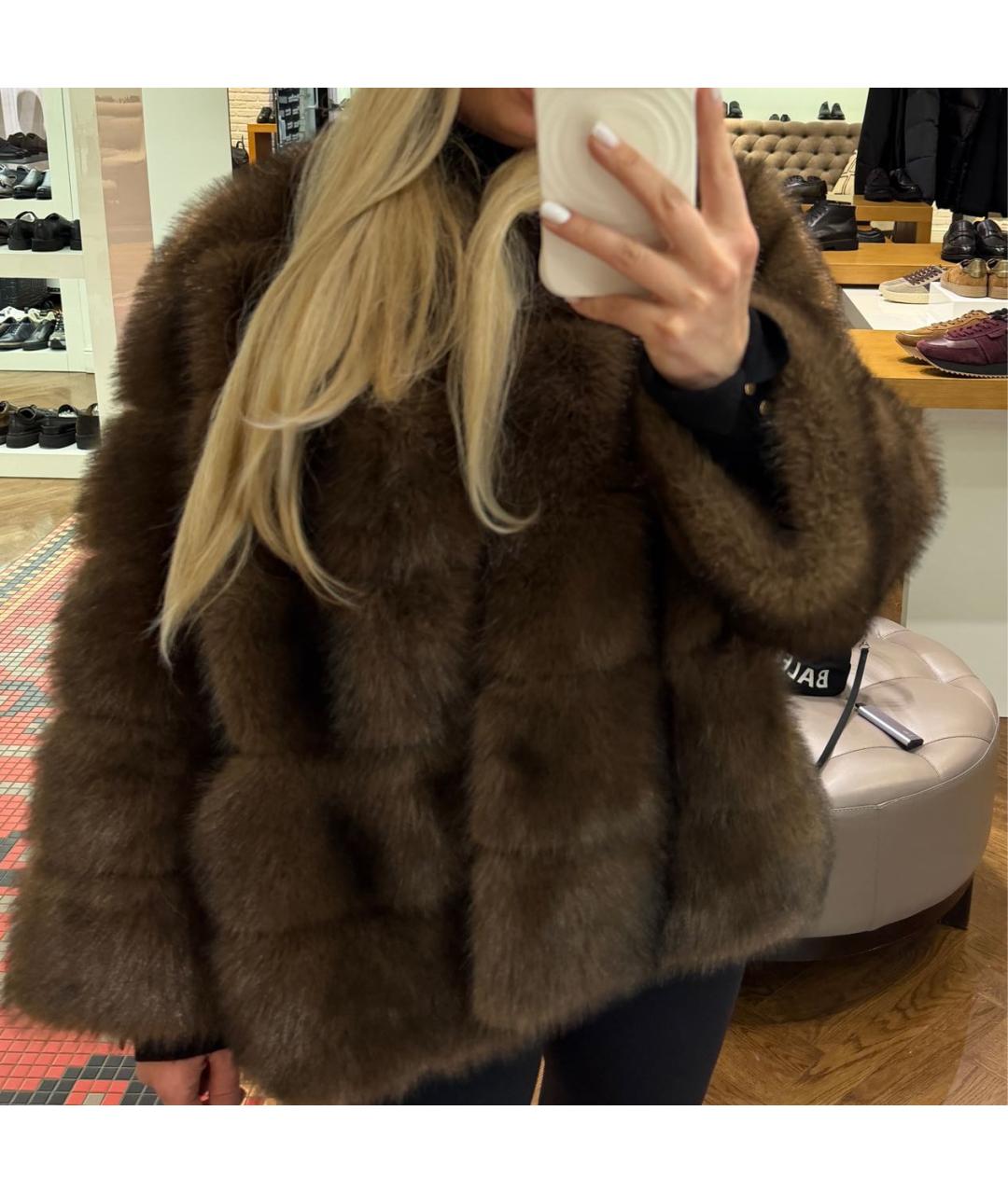 DIEGO M Коричневая меховая шуба, фото 3