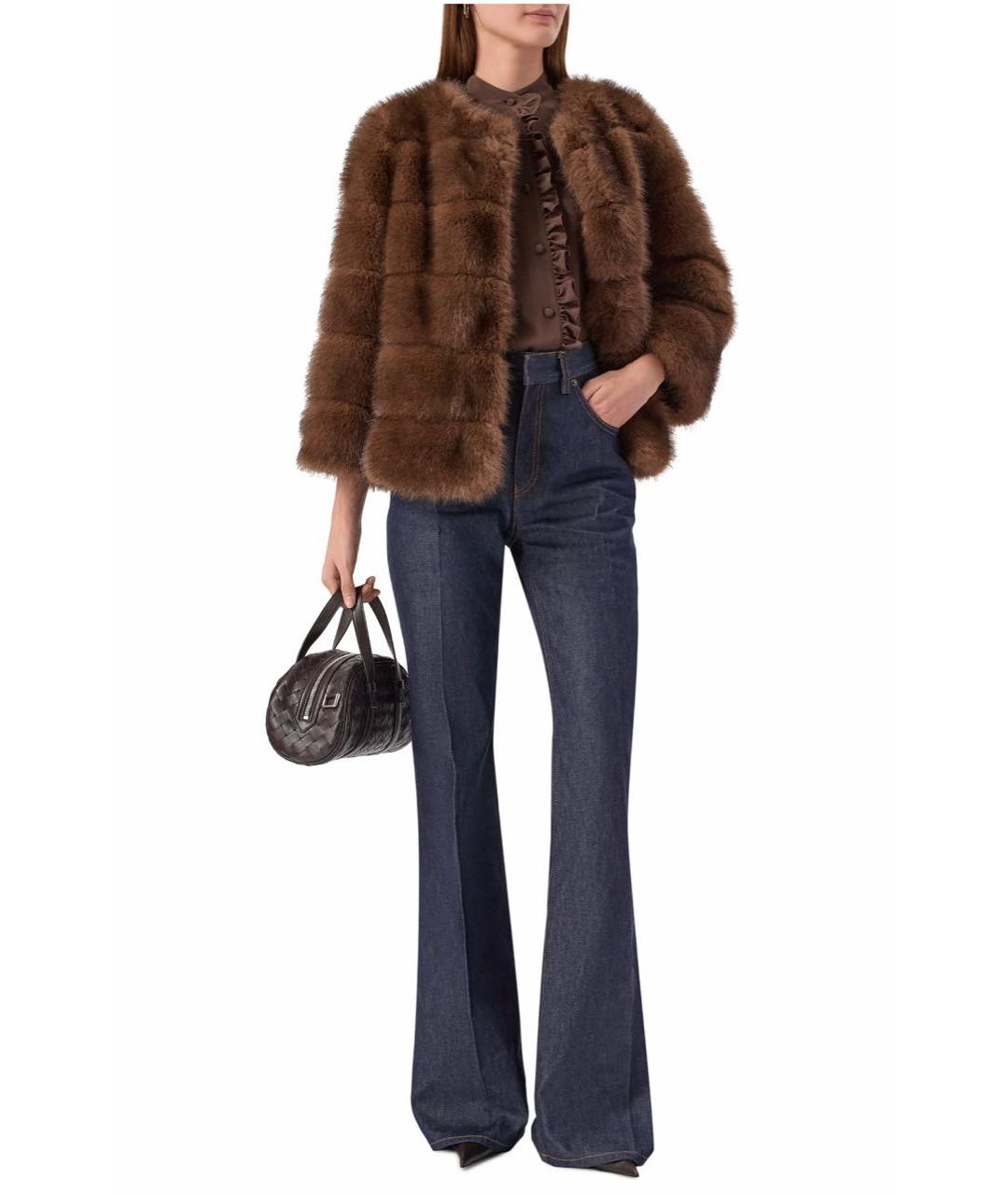 DIEGO M Коричневая меховая шуба, фото 2