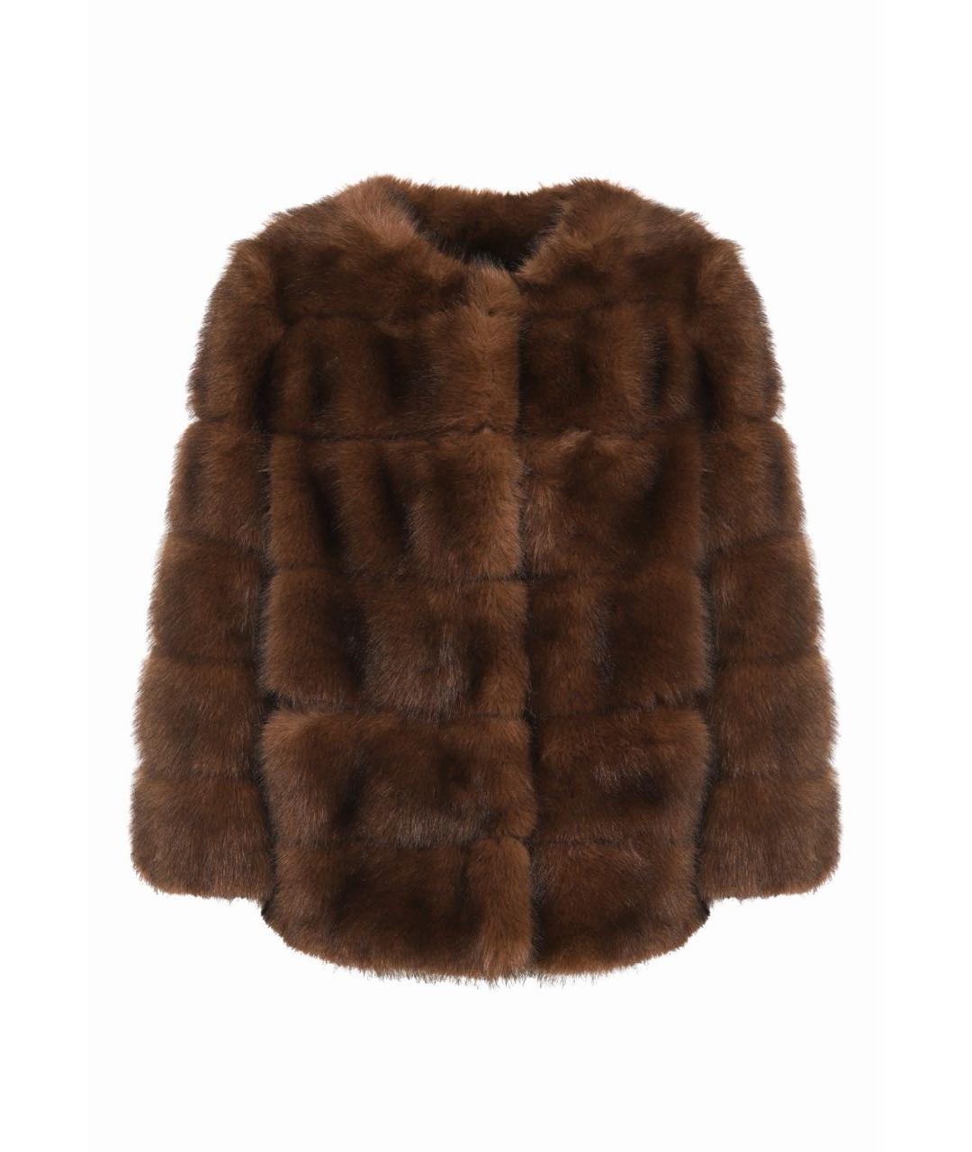 DIEGO M Коричневая меховая шуба, фото 1