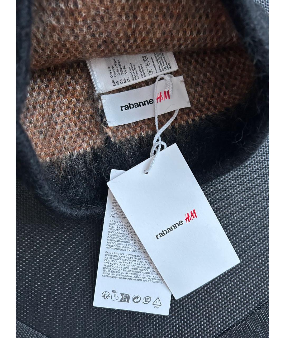 PACO RABANNE Коричневая шерстяная шапка, фото 4