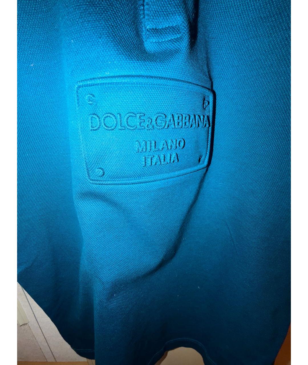 DOLCE&GABBANA Синее хлопковое поло с коротким рукавом, фото 4