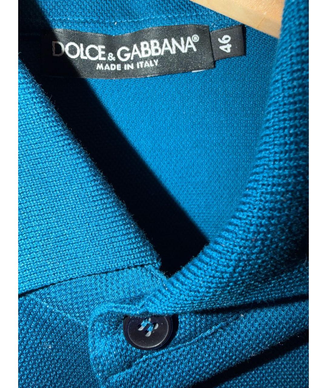 DOLCE&GABBANA Синее хлопковое поло с коротким рукавом, фото 3