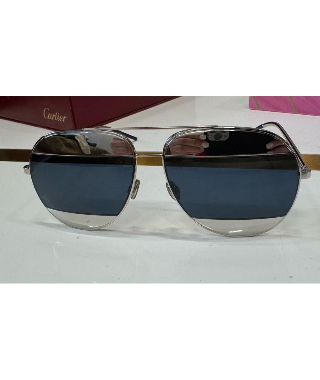 CHRISTIAN DIOR Серые металлические солнцезащитные очки, фото 5