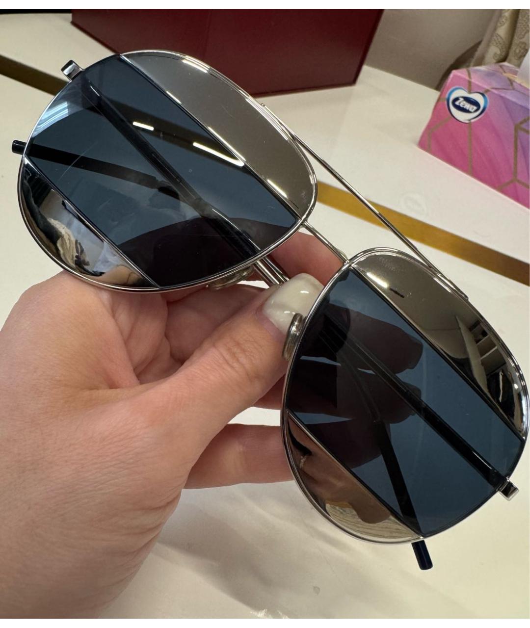 CHRISTIAN DIOR Серые металлические солнцезащитные очки, фото 2