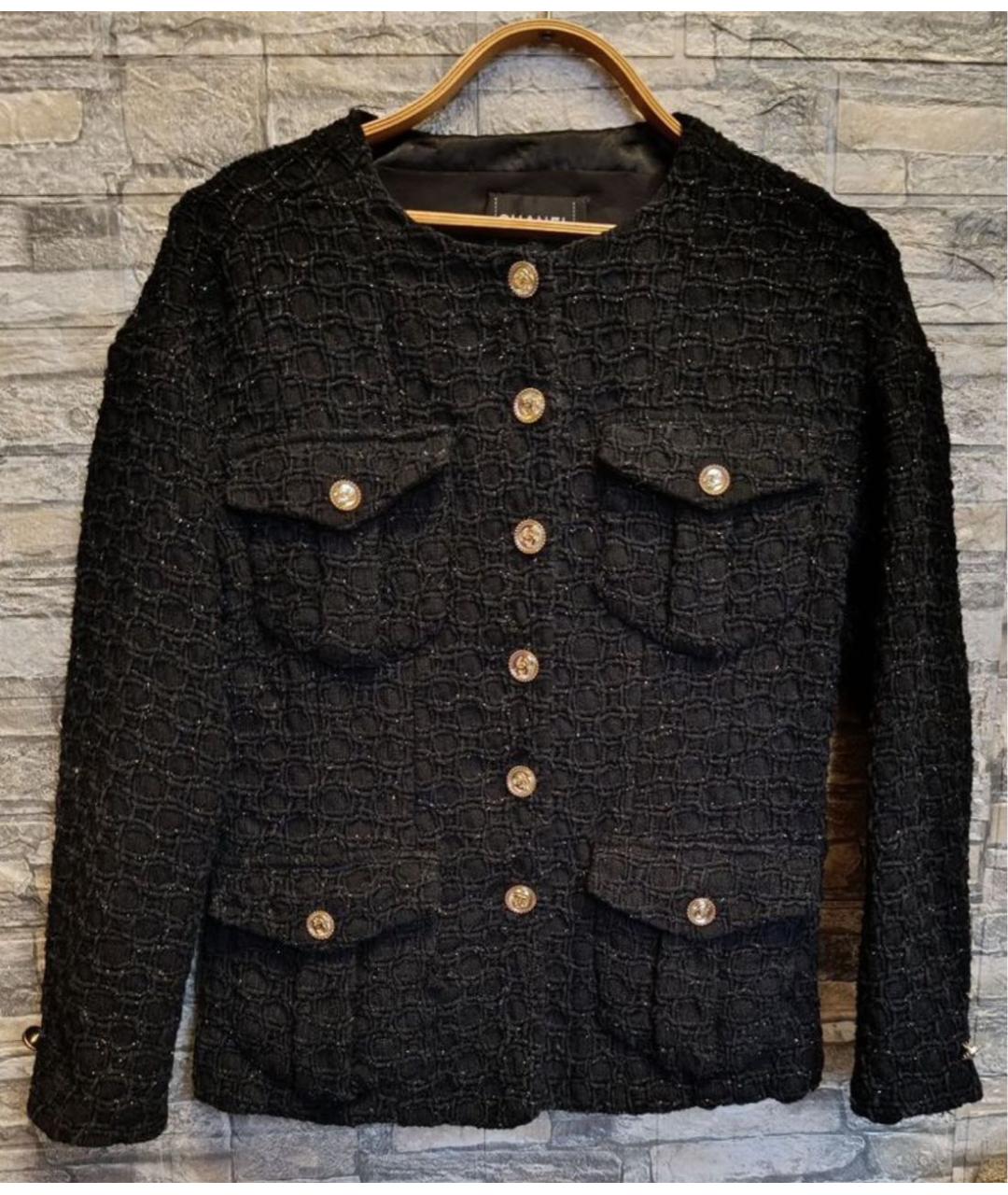 CHANEL Черный твидовый жакет/пиджак, фото 7