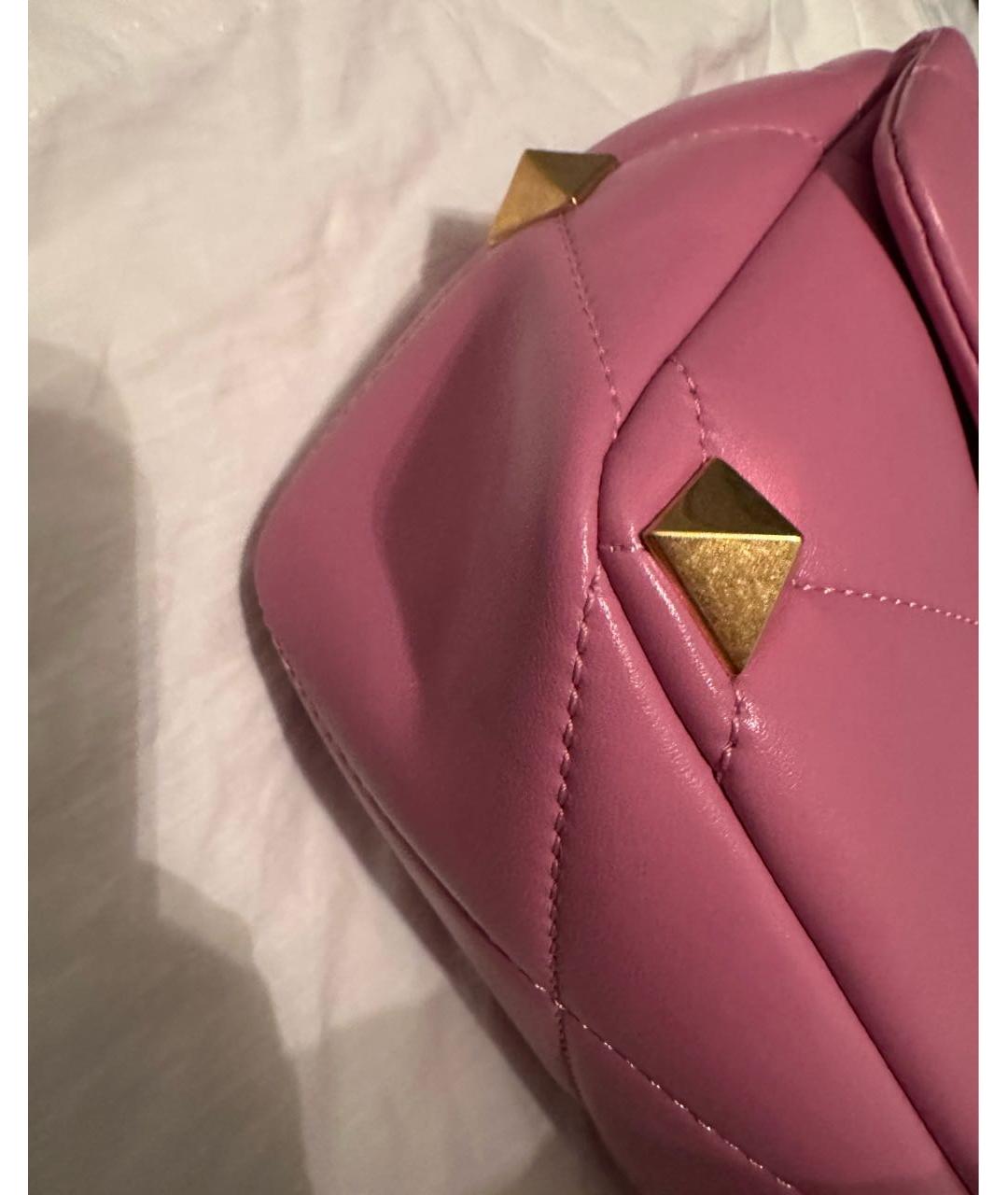 VALENTINO Розовая кожаная сумка через плечо, фото 5