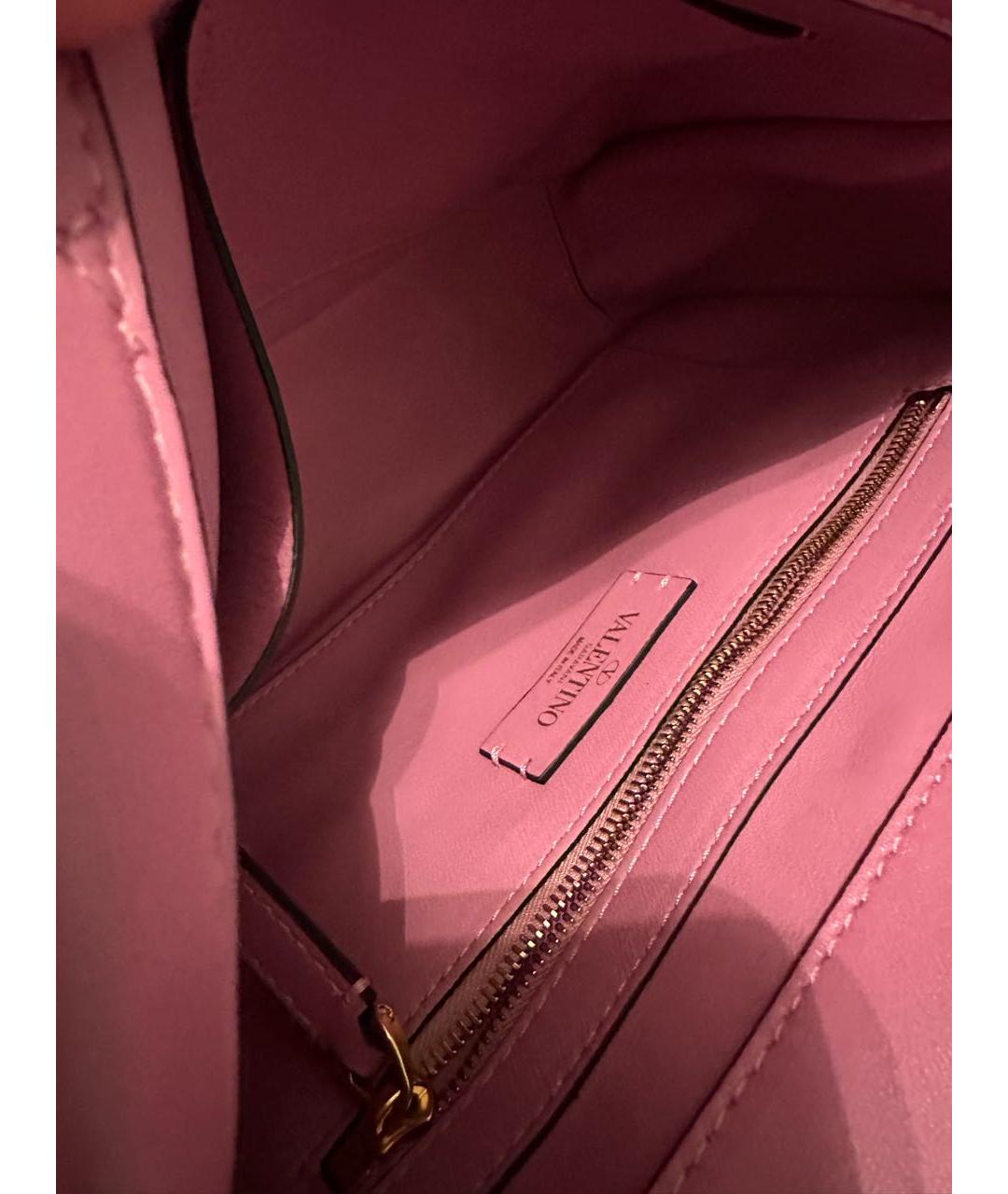 VALENTINO Розовая кожаная сумка через плечо, фото 4