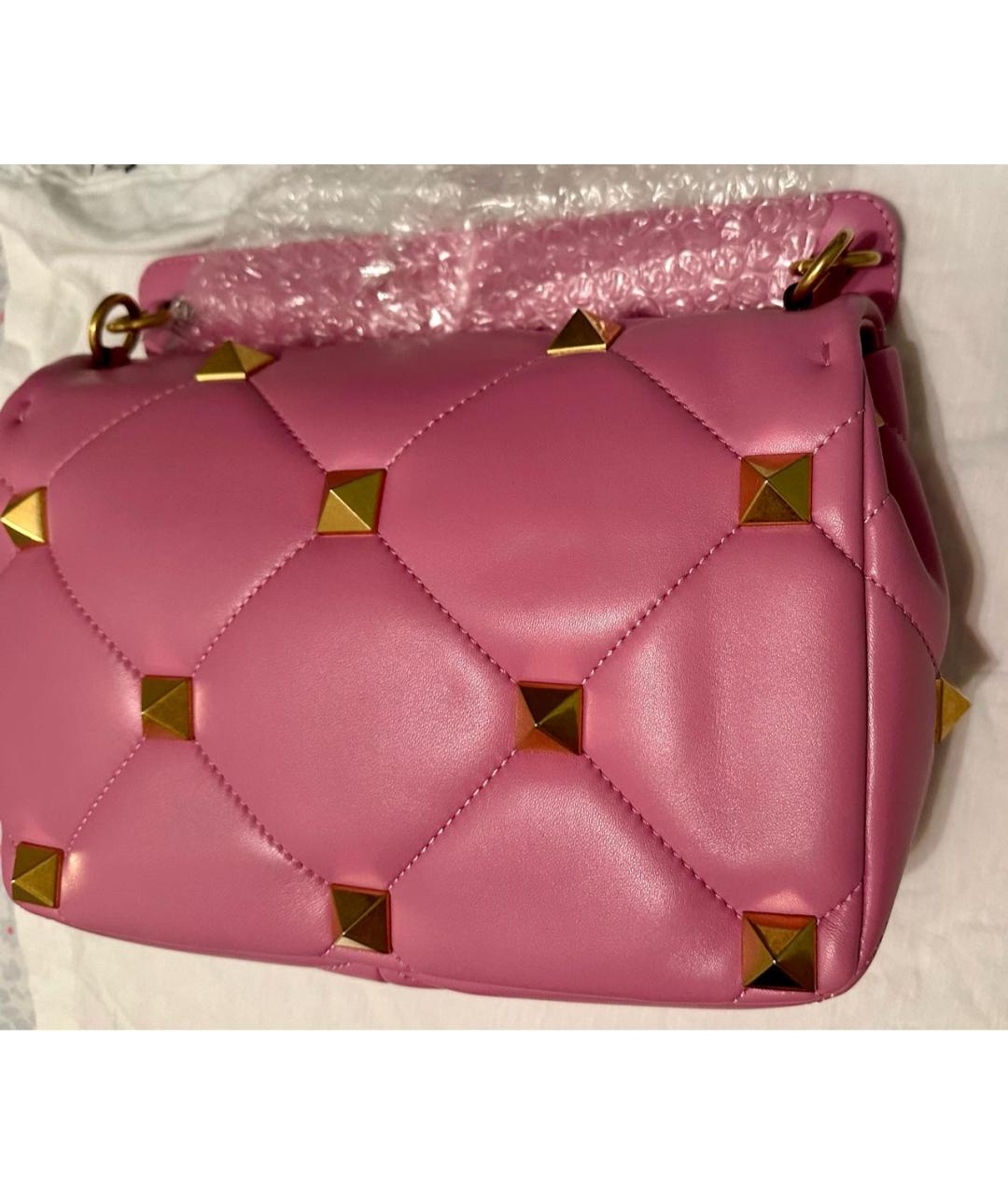 VALENTINO Розовая кожаная сумка через плечо, фото 6