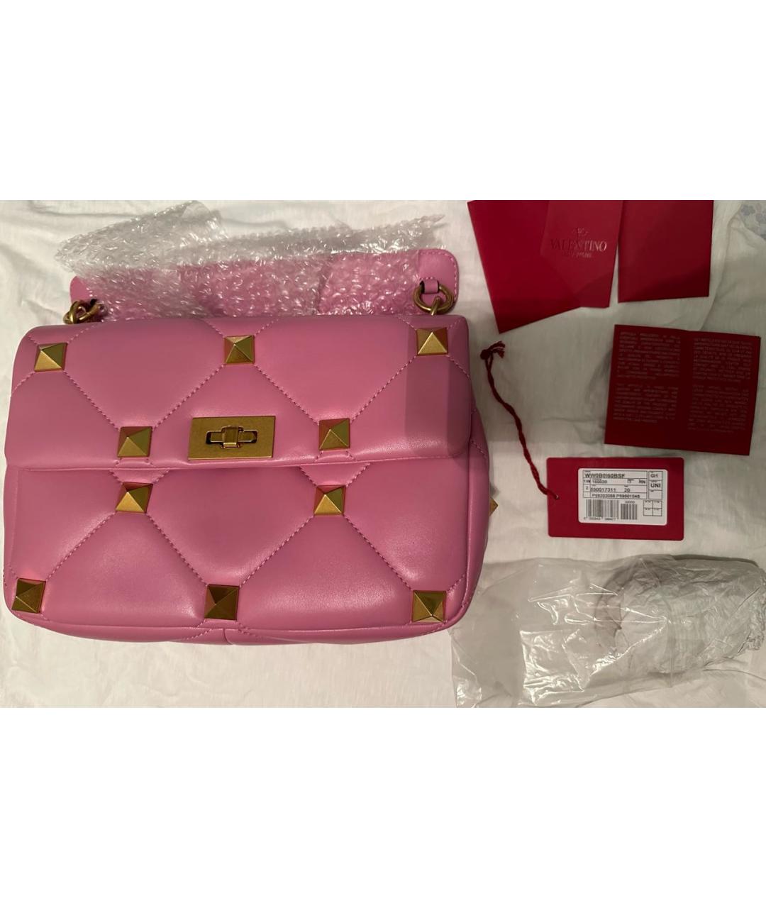 VALENTINO Розовая кожаная сумка через плечо, фото 2