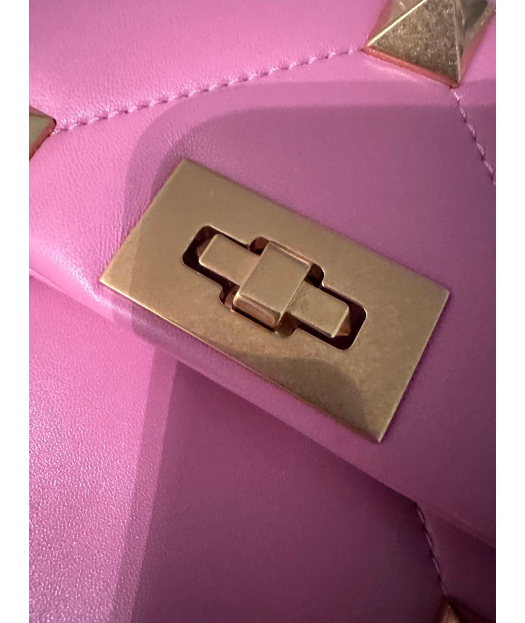 VALENTINO Розовая кожаная сумка через плечо, фото 3