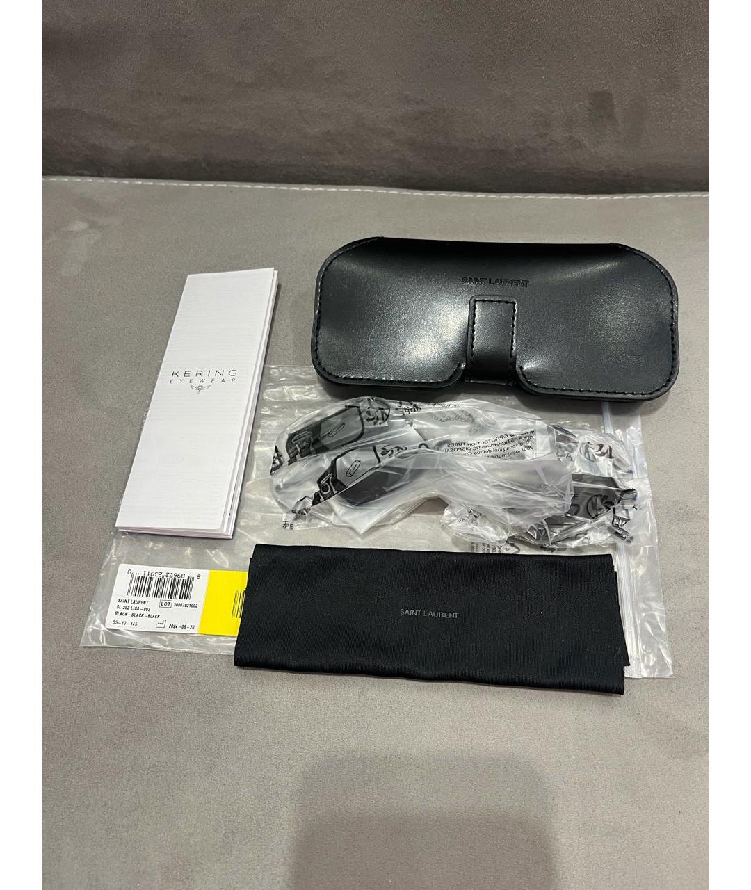 SAINT LAURENT Черные металлические солнцезащитные очки, фото 4