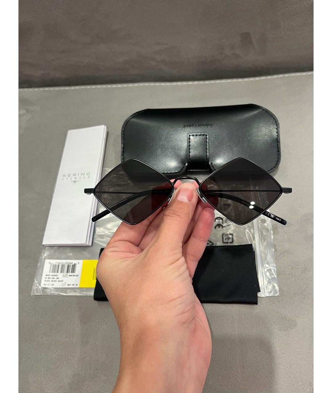 SAINT LAURENT Черные металлические солнцезащитные очки, фото 2