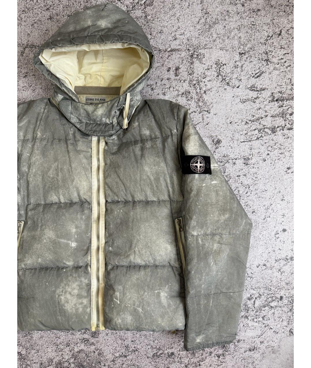 STONE ISLAND Серебрянный полиуретановый пуховик, фото 3