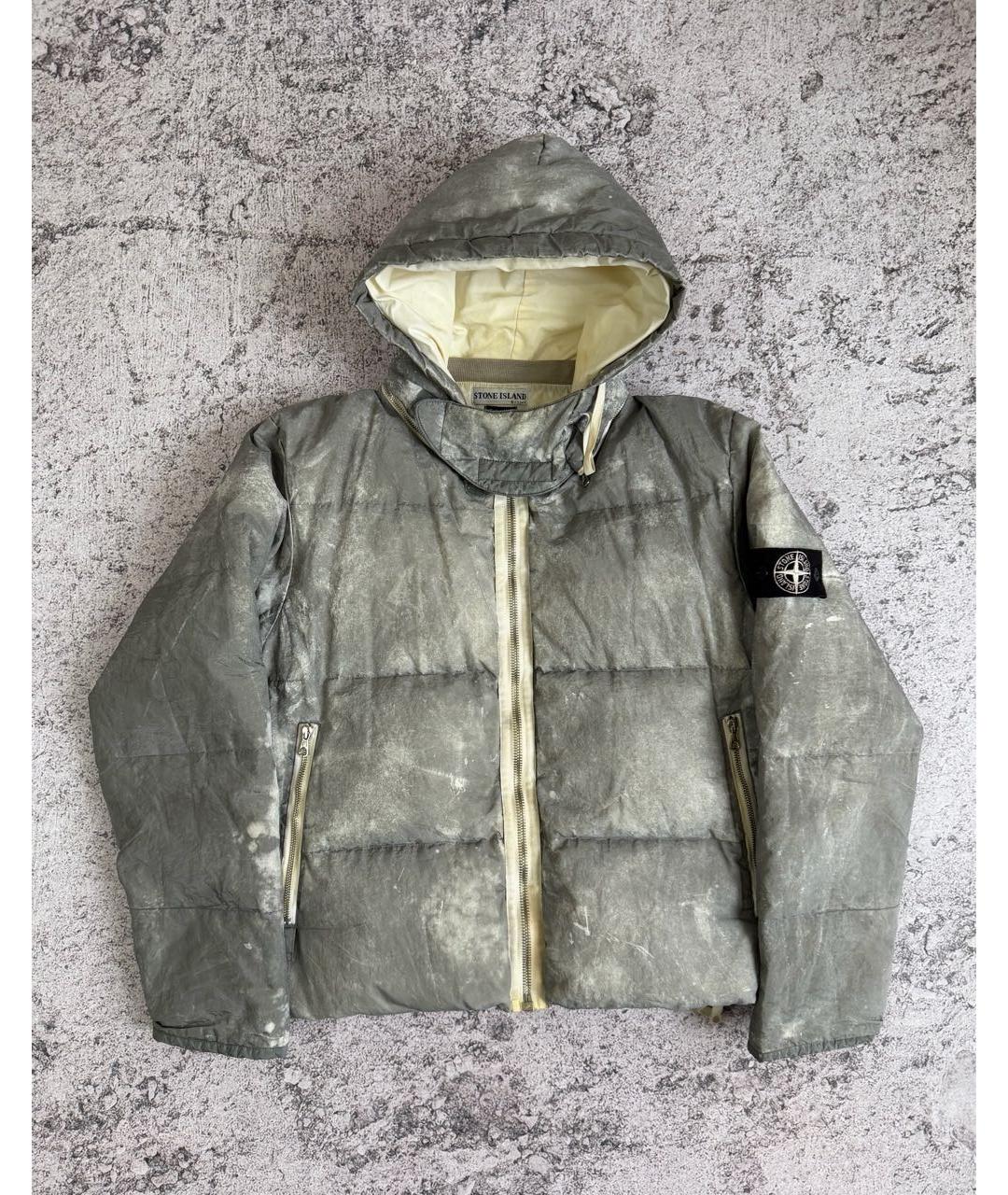 STONE ISLAND Серебрянный полиуретановый пуховик, фото 8