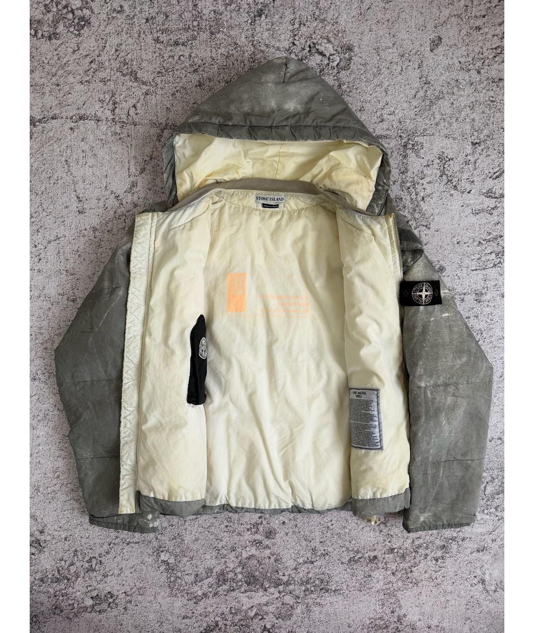 STONE ISLAND Серебрянный полиуретановый пуховик, фото 5