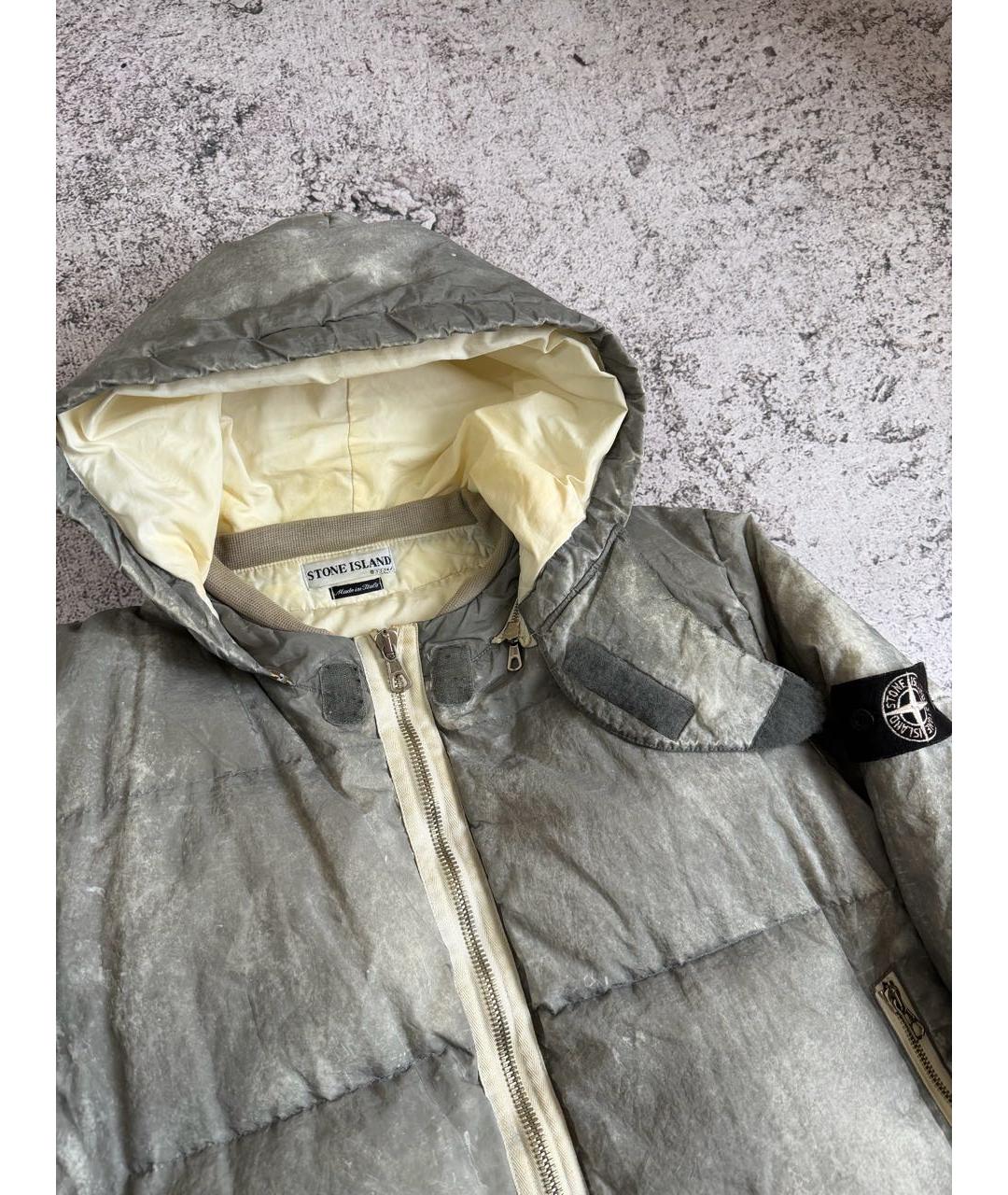 STONE ISLAND Серебрянный полиуретановый пуховик, фото 4