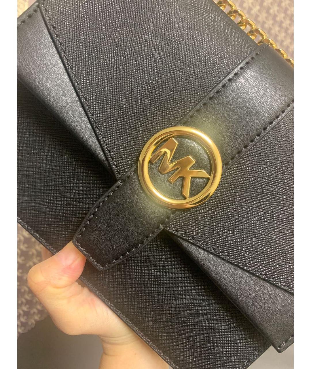 MICHAEL KORS Черная кожаная сумка через плечо, фото 8