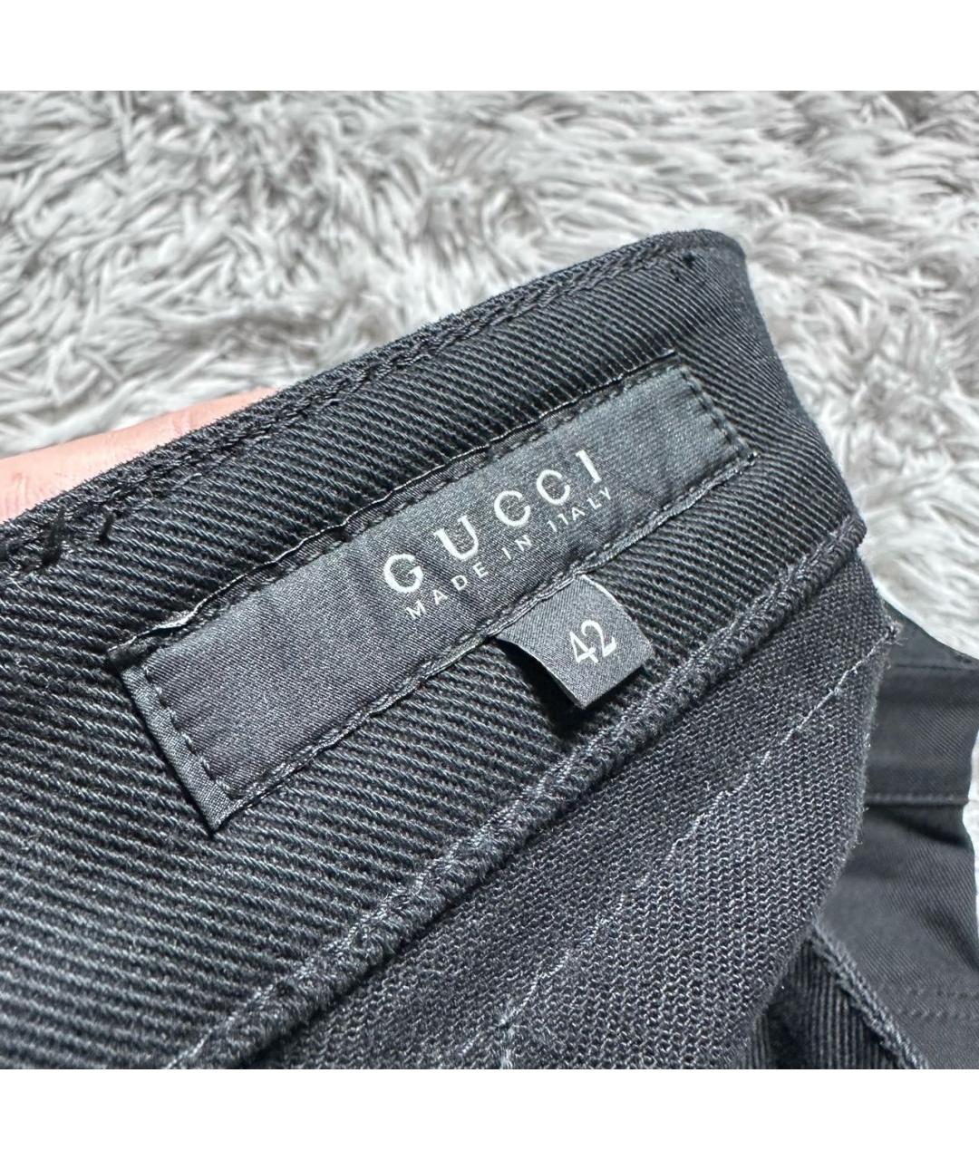 GUCCI Черные хлопко-эластановые прямые джинсы, фото 3