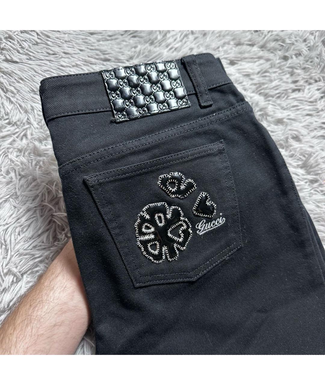 GUCCI Черные хлопко-эластановые прямые джинсы, фото 4
