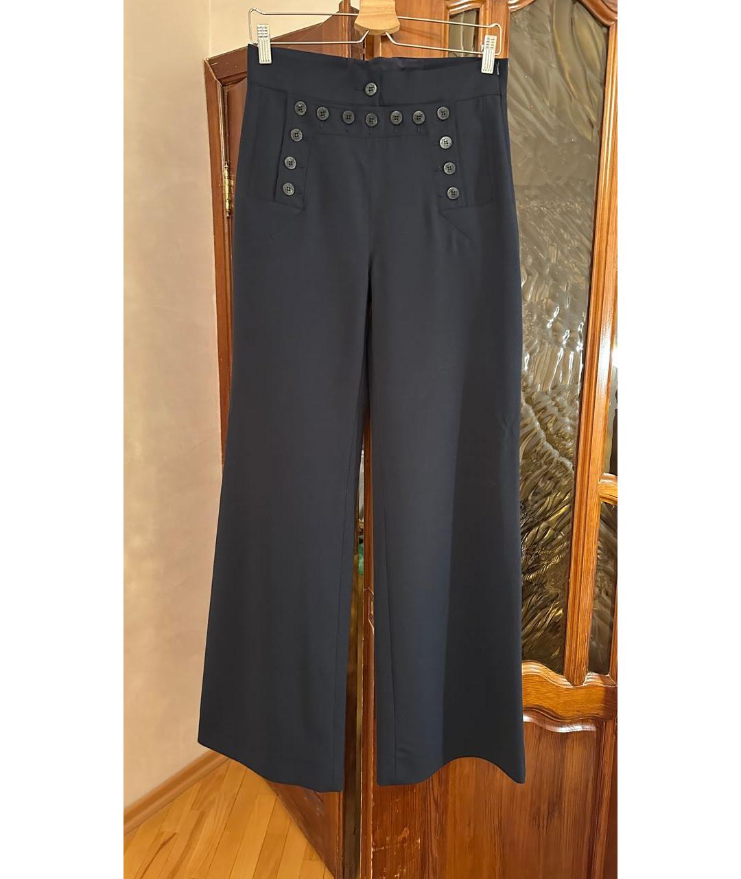 WEEKEND MAX MARA Темно-синие полиэстеровые брюки широкие, фото 5