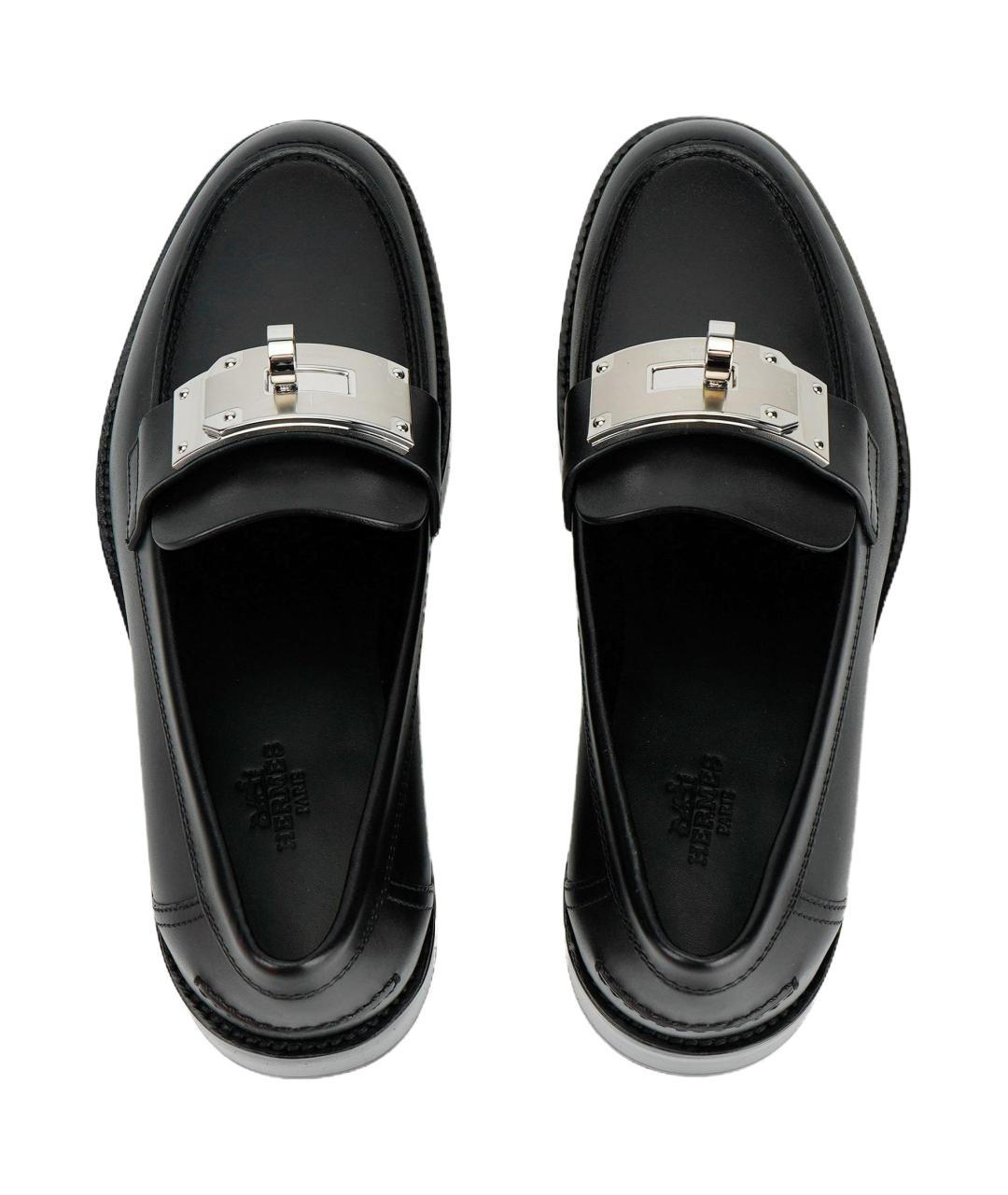 HERMES Черные кожаные лоферы, фото 3