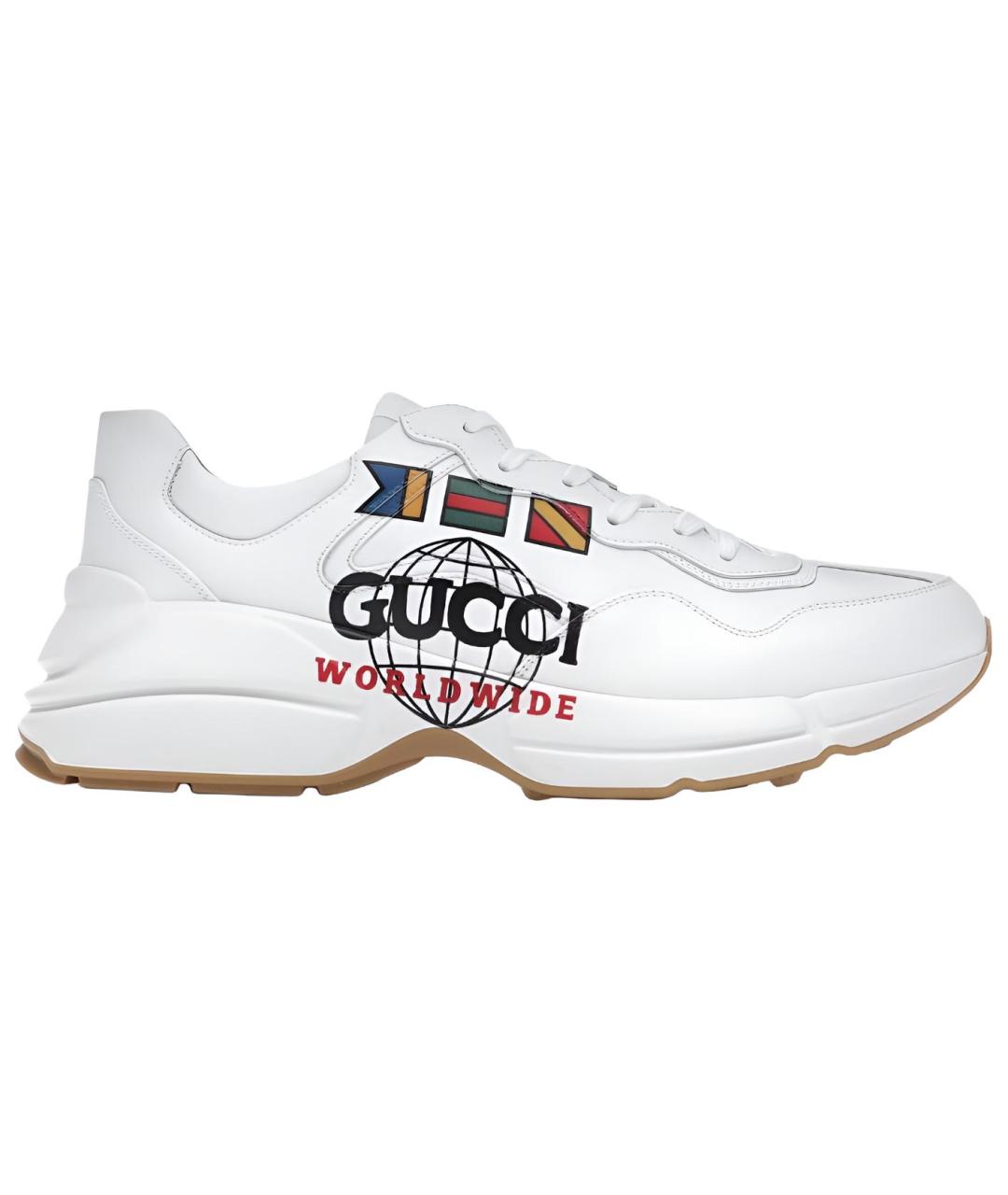 GUCCI Белые кожаные высокие кроссовки / кеды, фото 6