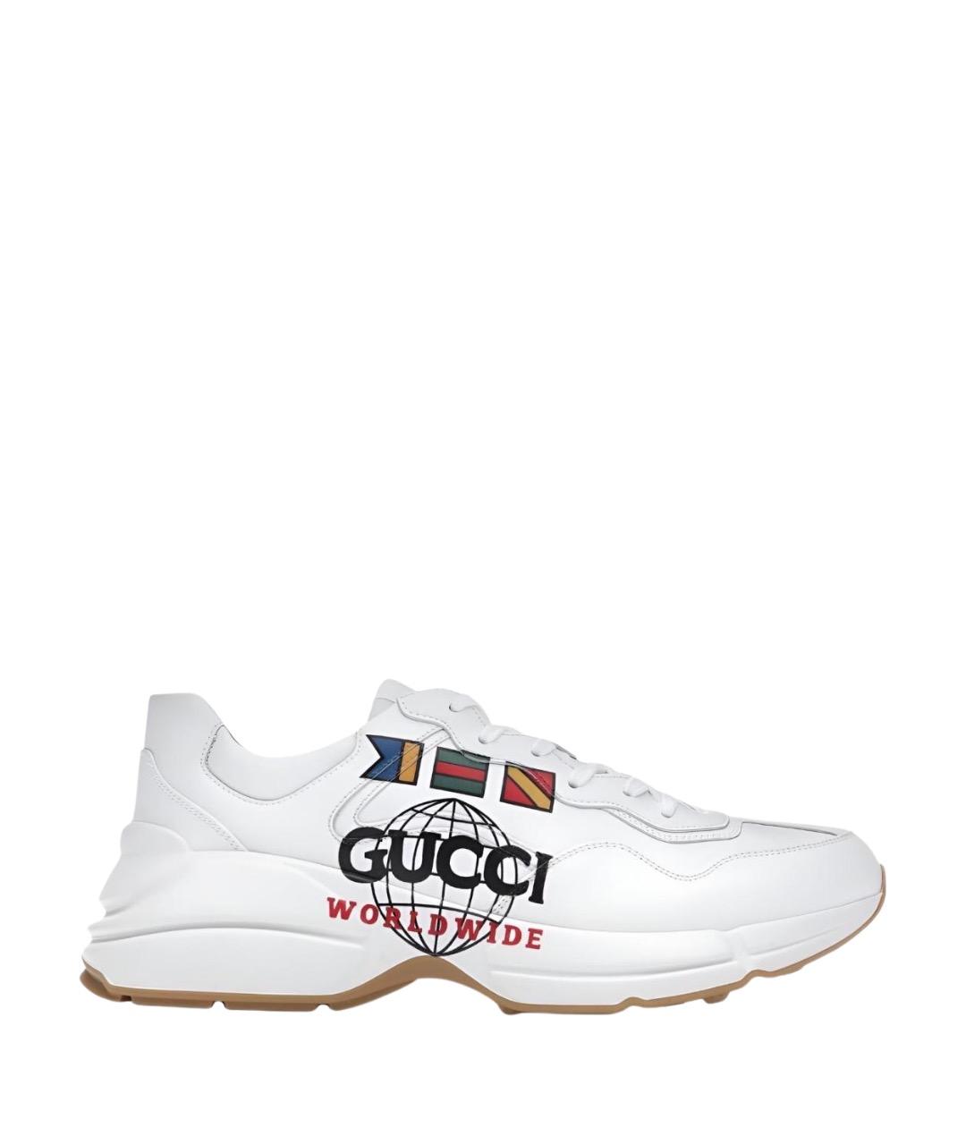 GUCCI Белые кожаные высокие кроссовки / кеды, фото 1