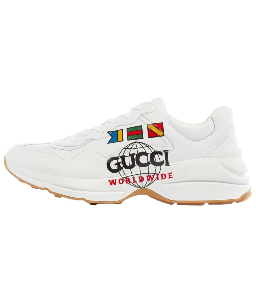 GUCCI Белые кожаные высокие кроссовки / кеды, фото 2