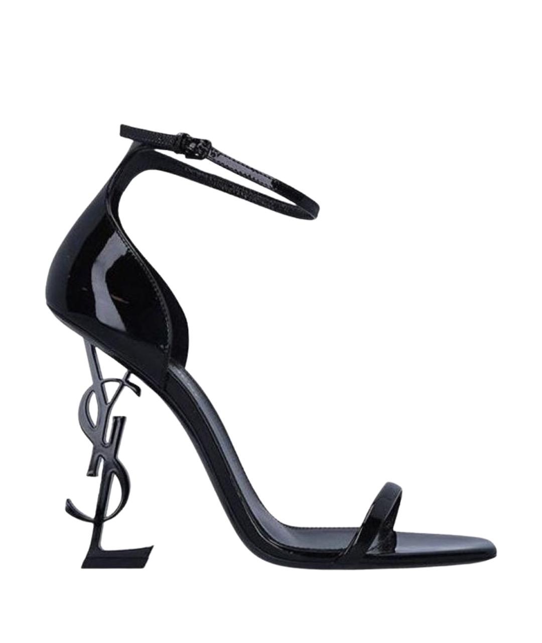 SAINT LAURENT Черные кожаные сандалии, фото 2