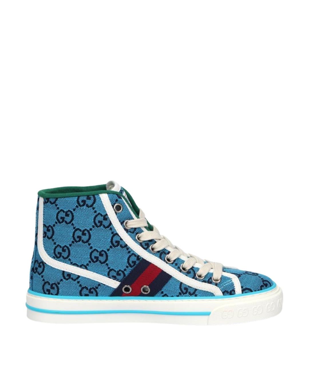 GUCCI Голубые текстильные кеды, фото 1