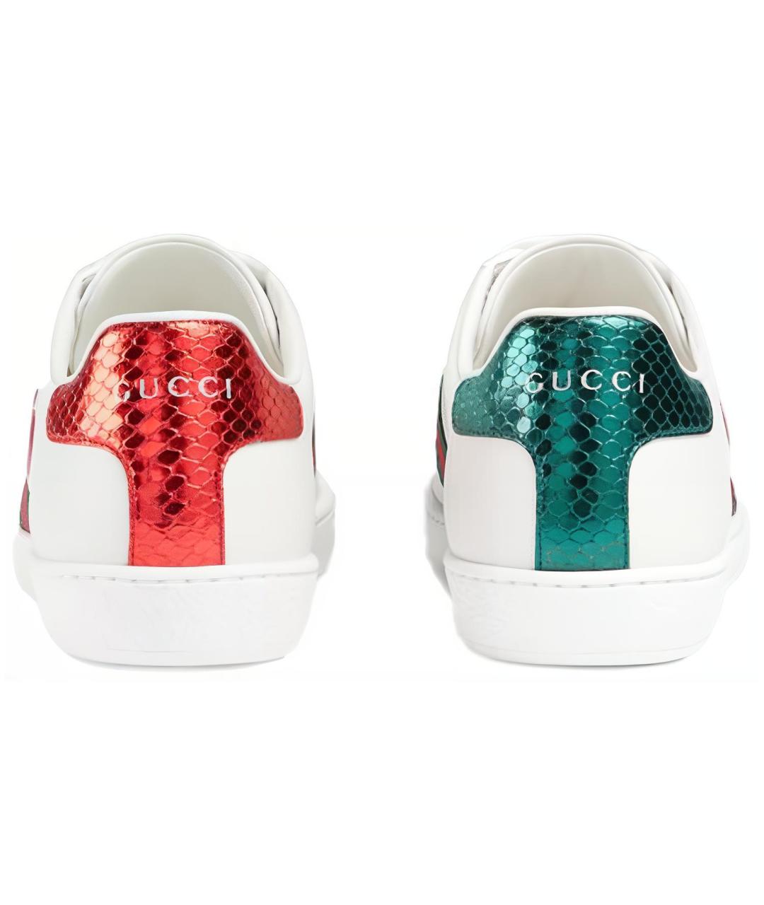 GUCCI Белые кожаные кеды, фото 4