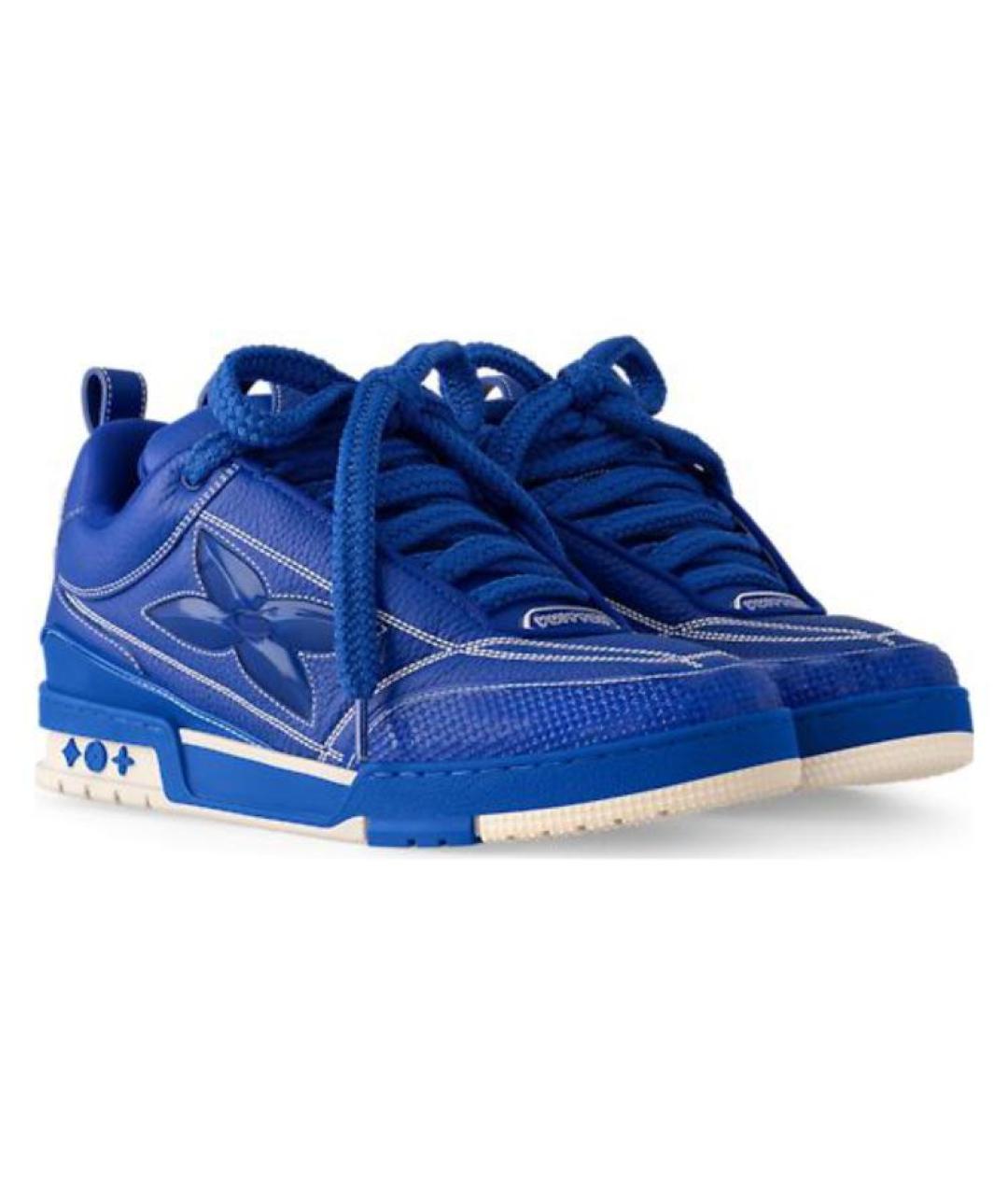 LOUIS VUITTON Синие кожаные низкие кроссовки / кеды, фото 3