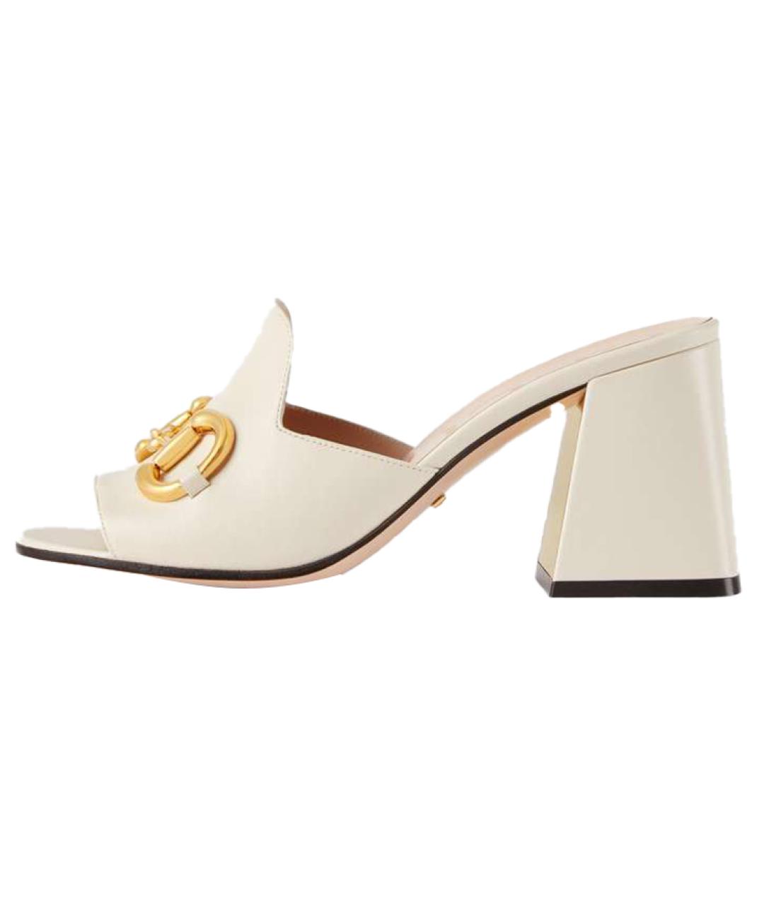 GUCCI Белые кожаные мюли, фото 6