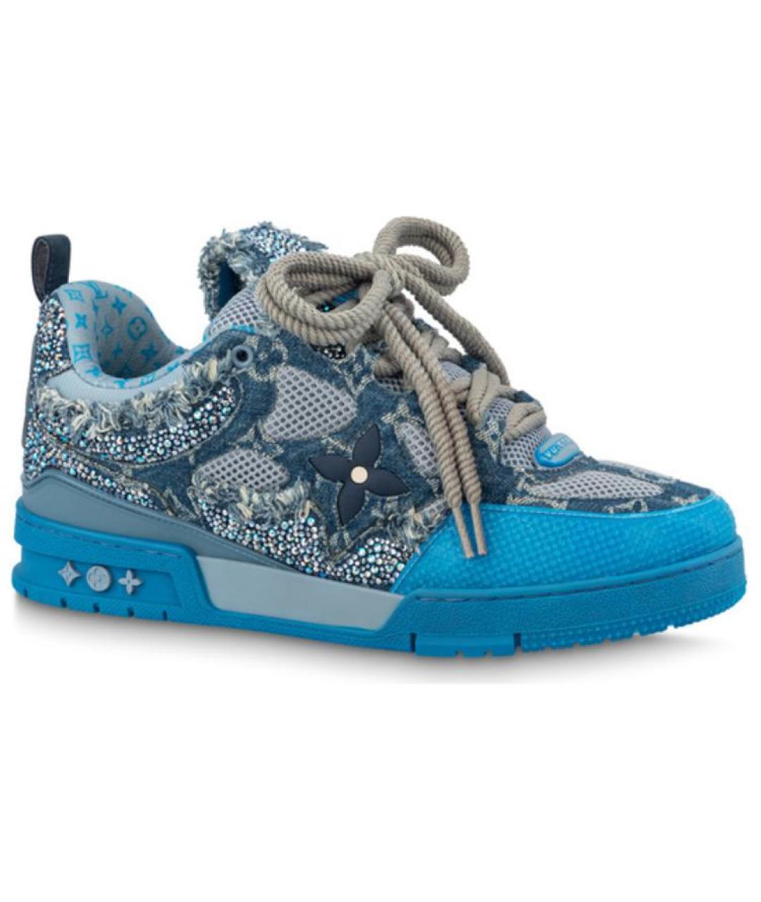 LOUIS VUITTON Синие текстильные низкие кроссовки / кеды, фото 6