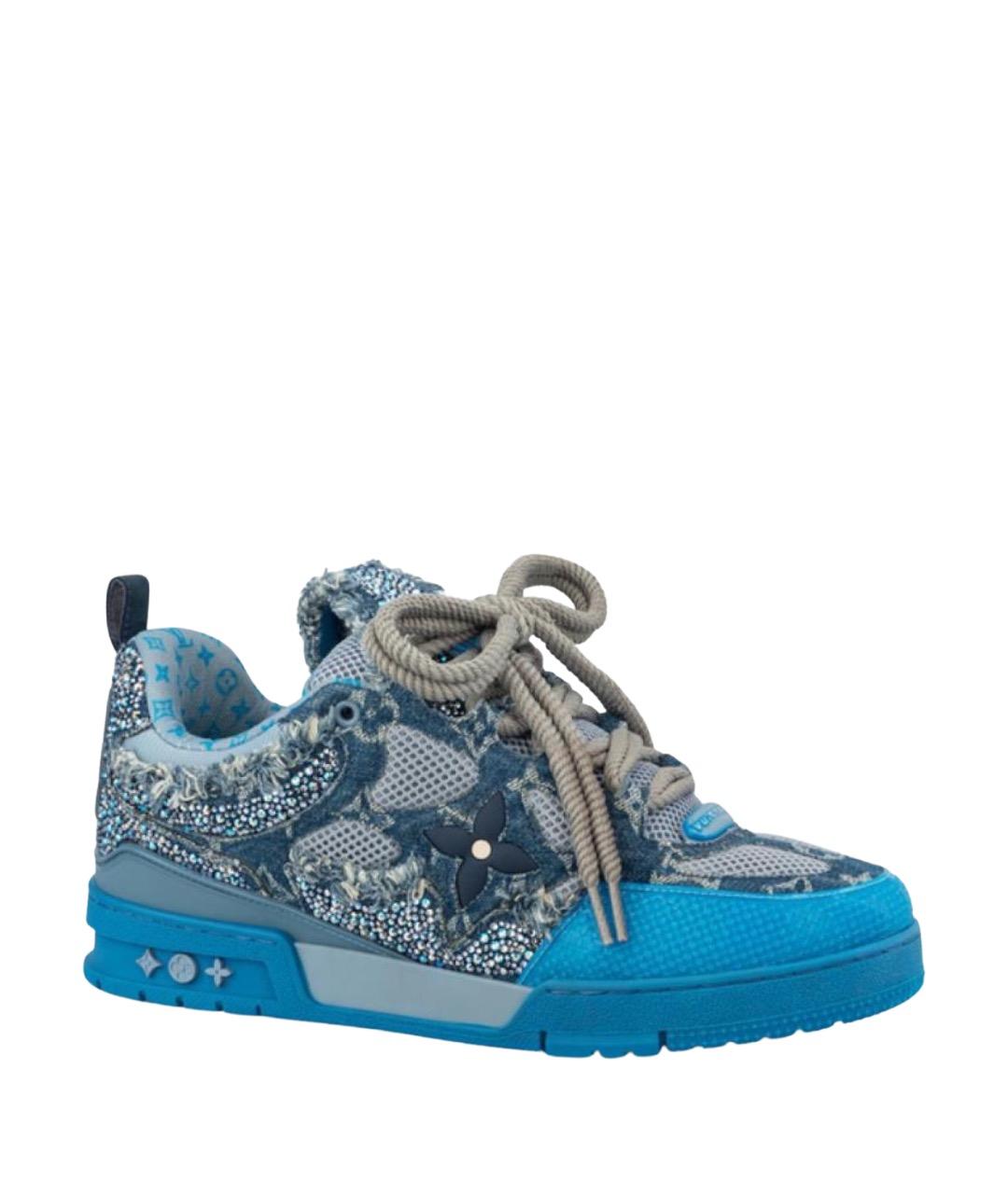 LOUIS VUITTON Синие текстильные низкие кроссовки / кеды, фото 1