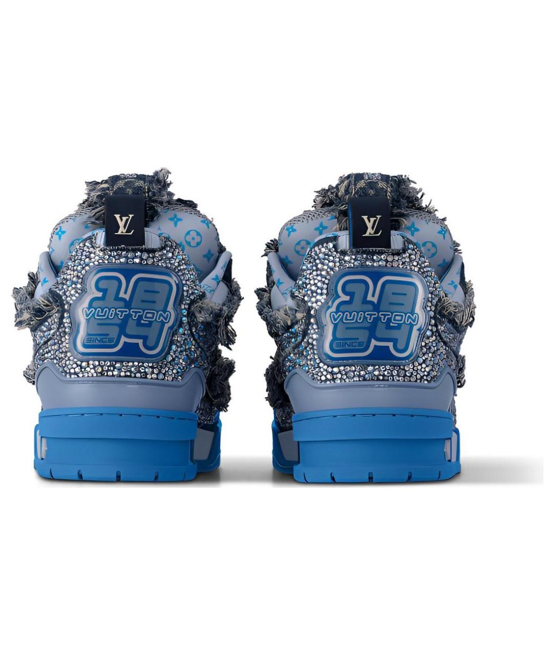 LOUIS VUITTON Синие текстильные низкие кроссовки / кеды, фото 4