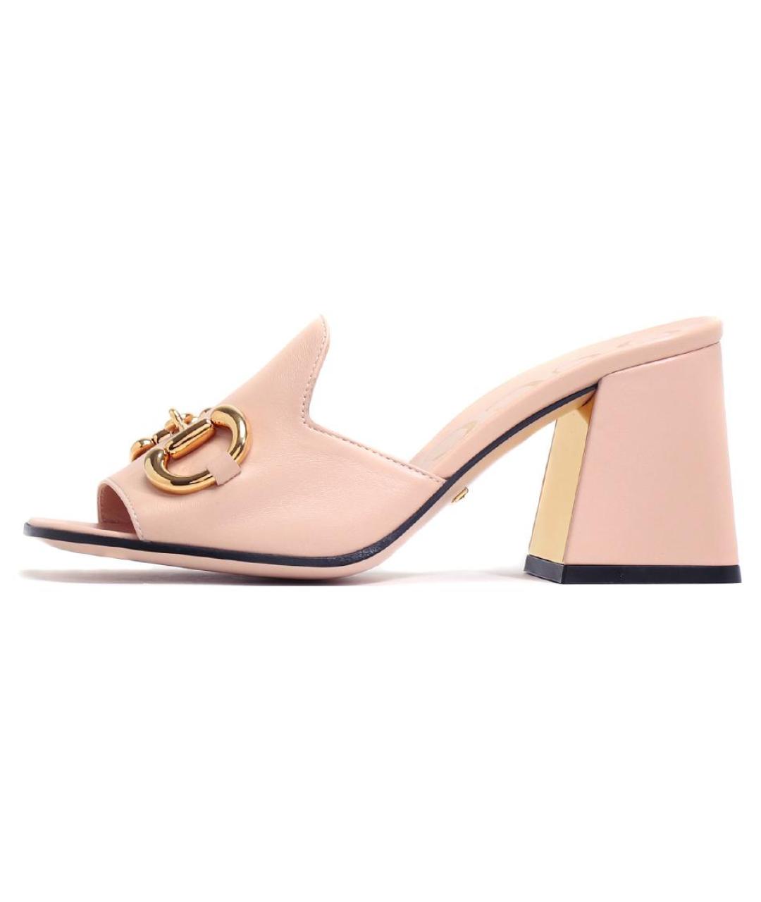 GUCCI Розовые кожаные мюли, фото 6