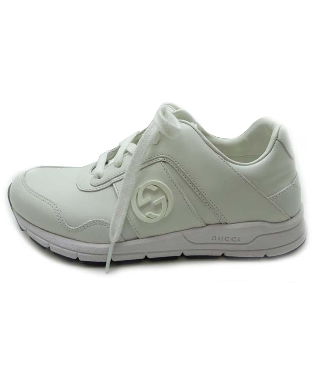 GUCCI Белые кожаные кроссовки, фото 5