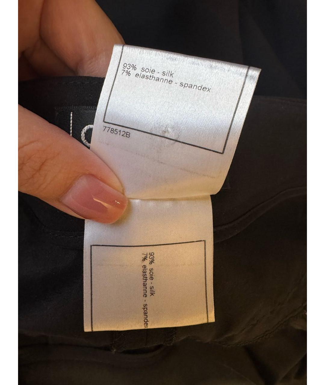 CHANEL Черные хлопко-эластановые прямые брюки, фото 5