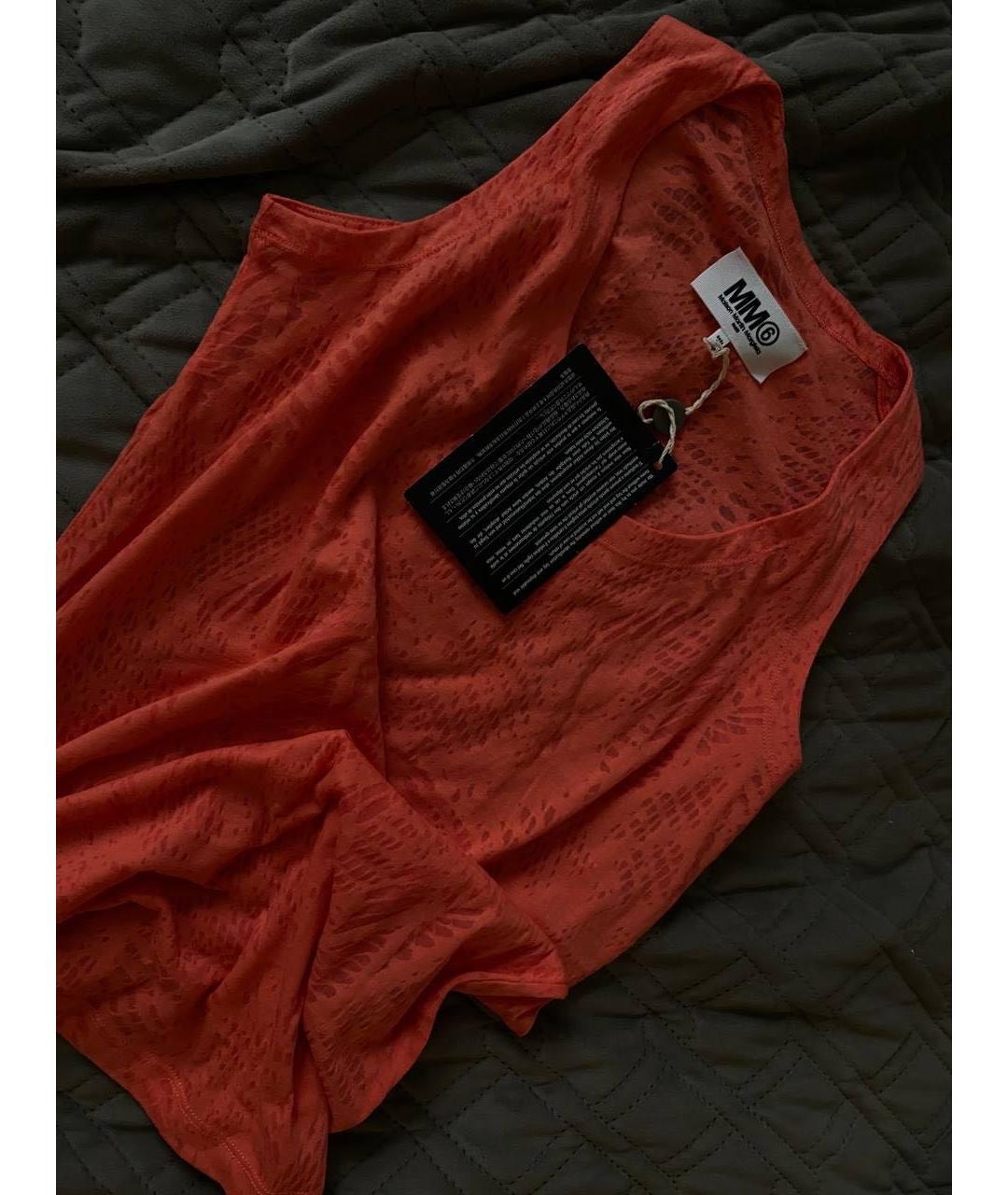 MM6 MAISON MARGIELA Коралловая полиэстеровая майка, фото 2