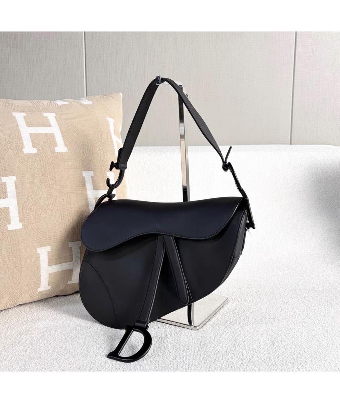 CHRISTIAN DIOR Черная кожаная сумка с короткими ручками, фото 4